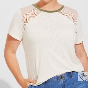 Torrid Cream and Olive Short Sleeve Tee